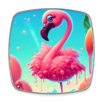 Flamingo Cartoon - Viereckiger Kühlschrankmagnet - Weiß - Vorne