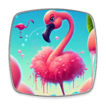 Lustiger Cartoon Flamingo - Viereckiger Kühlschrankmagnet - Weiß - Vorne