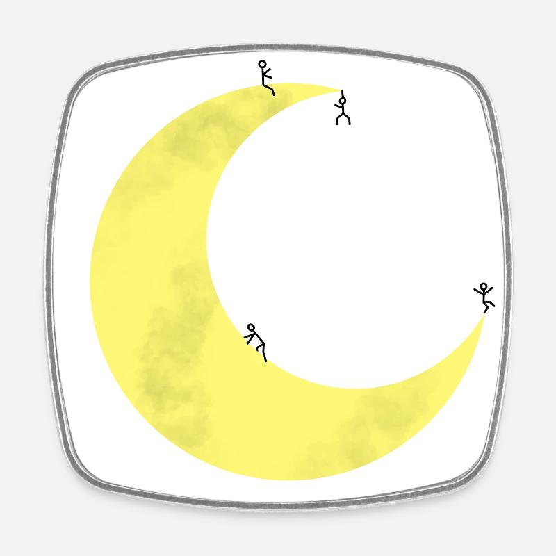 Lune avec des figures en bâton - Magnet carré - blanc