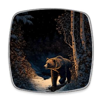Ukiyo bear in forest landscape at winter time - Square fridge magnet - white - Front