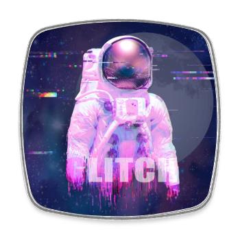 Vaporwave Glitch Moon Astronaut - Viereckiger Kühlschrankmagnet - Weiß - Vorne