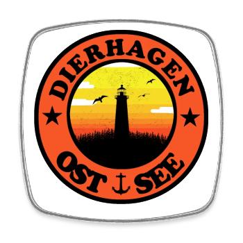 Leuchtturm Ostsee Dierhagen - Viereckiger Kühlschrankmagnet - Weiß - Vorne