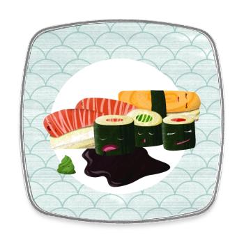 Schlafendes Sushi - Viereckiger Kühlschrankmagnet - Weiß - Vorne