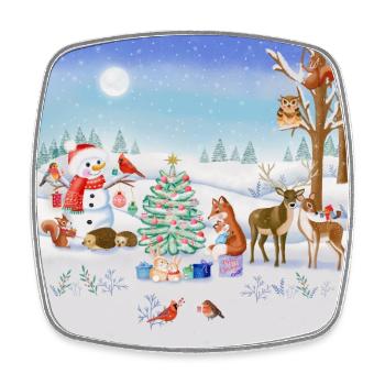 Weihnachts-Wintermärchen - Viereckiger Kühlschrankmagnet - Weiß - Vorne
