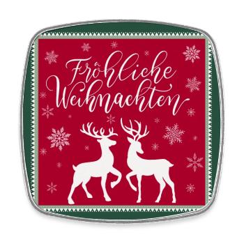 Merry Christmas. Deer and deer in the snow. - Square fridge magnet - white - Front
