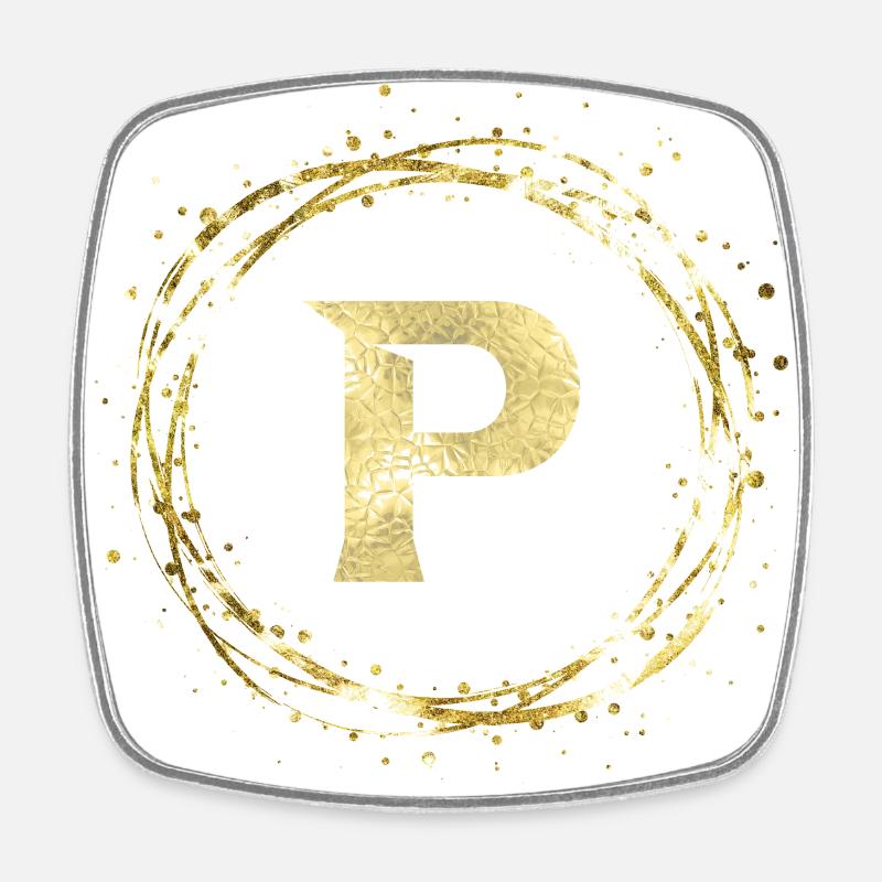 P - Square fridge magnet - white