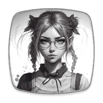 Super detailed drawing of a schoolgirl - Square fridge magnet - white - Front