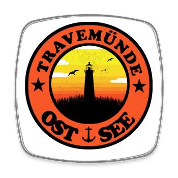 Leuchtturm Ostsee Travemünde - Viereckiger Kühlschrankmagnet - Weiß - Vorne