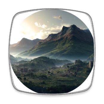 Beautiful mountain landscape in the fog - Square fridge magnet - white - Front