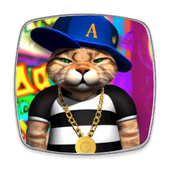 Cool Cat - AI Generated Art - AI Art - Square fridge magnet - white - Front