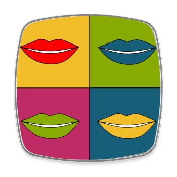 Pop-Art Lippen Lippenstift Poster bunt Geschenk - Viereckiger Kühlschrankmagnet - Weiß - Vorne