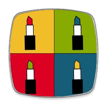 Pop-Art Lippen Lippenstift Poster bunt Geschenk - Viereckiger Kühlschrankmagnet - Weiß - Vorne