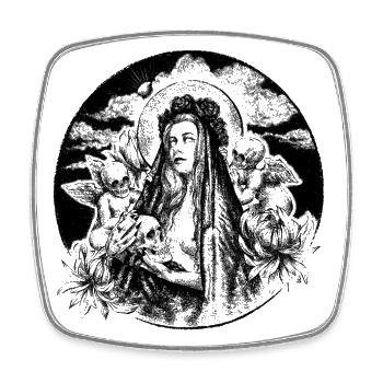 Schwarze Madonna mit Cherubim - Viereckiger Kühlschrankmagnet - Weiß - Vorne