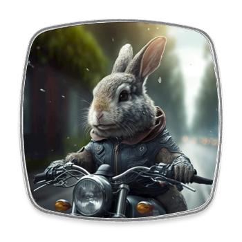 Hase Fährt Motorrad Osterhase Ostern Lustig Biker - Viereckiger Kühlschrankmagnet - Weiß - Vorne