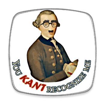 Lustiger Philosoph: Kann Immanuel Kant nicht erkennen - Viereckiger Kühlschrankmagnet - Weiß - Vorne