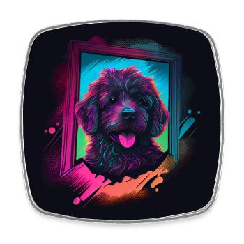 Rainbow Hund - Viereckiger Kühlschrankmagnet - Weiß - Vorne