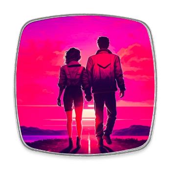 spaziergang zum Sonnenuntergang - Viereckiger Kühlschrankmagnet - Weiß - Vorne