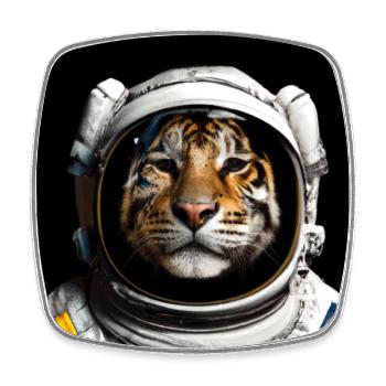 Astronauten Tiger Design für Geschenke - Viereckiger Kühlschrankmagnet - Weiß - Vorne