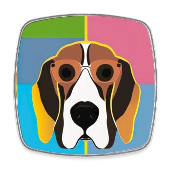 Pop Art Dog - Square fridge magnet - white - Front