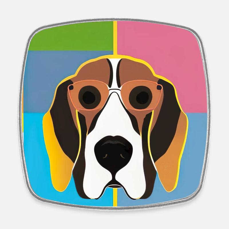Pop Art Dog - Square fridge magnet - white