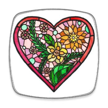Love Hart Lifde Glasmalerei - Viereckiger Kühlschrankmagnet - Weiß - Vorne