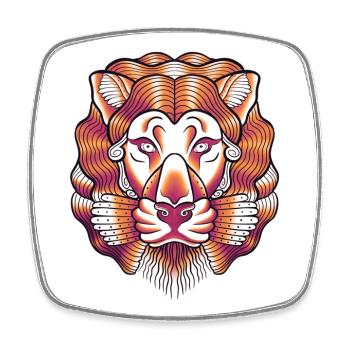 Lion line colorful art - Square fridge magnet - white - Front
