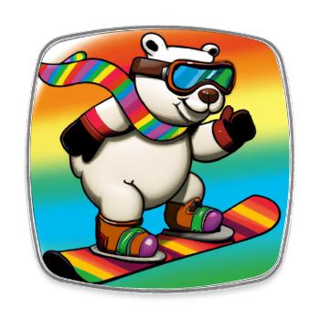 Cool Polar Bear Rides Snowboard V3 Gift - Square fridge magnet - white - Front