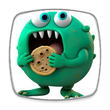 cute alien cookies monster - Square fridge magnet - white - Front