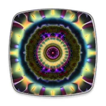 Mandelbrot Mandala en 3D - Magnet carré - blanc - Devant