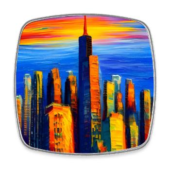 New York skyscrapers during sunset - Square fridge magnet - white - Front