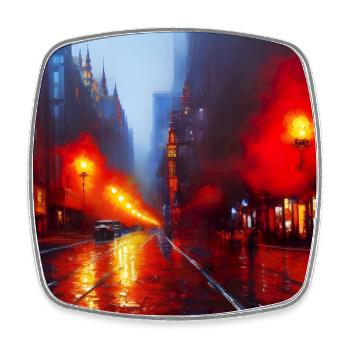 Rain Lamps - Impressionistic Style - Square fridge magnet - white - Front