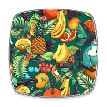 Tropisches Obst Muster Exotische Früchte Pattern - Viereckiger Kühlschrankmagnet - Weiß - Vorne
