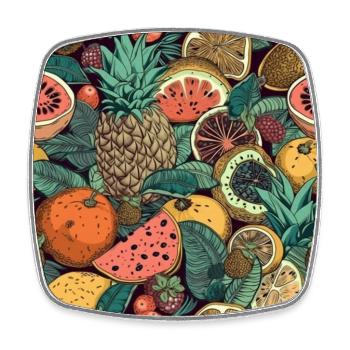 Muster Exotische Ananas Pattern Tropische Früchte - Viereckiger Kühlschrankmagnet - Weiß - Vorne