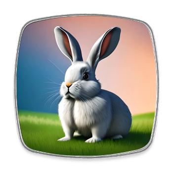 Lapin au coucher du soleil - Magnet carré - blanc - Devant