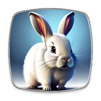 Lapin blanc - Magnet carré - blanc - Devant