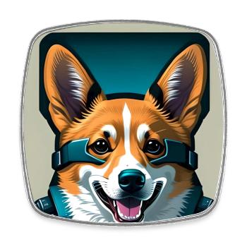 Astronauten-Corgi - Viereckiger Kühlschrankmagnet - Weiß - Vorne