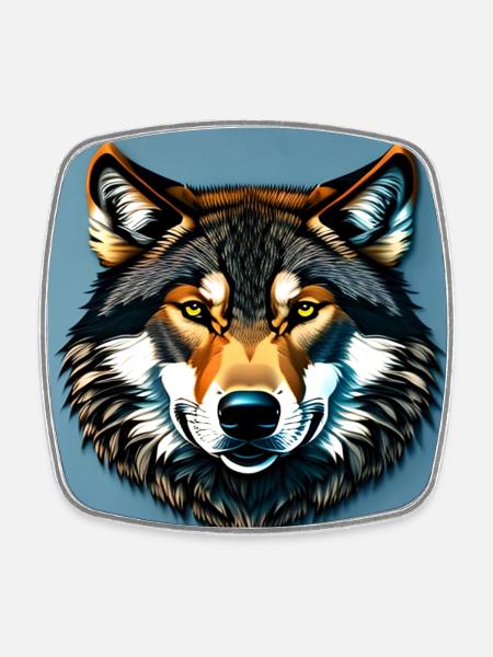 Standard-Wolf-Porträt - Viereckiger Kühlschrankmagnet - Weiß