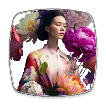 Geisha in Kimono Gift - Square fridge magnet - white - Front