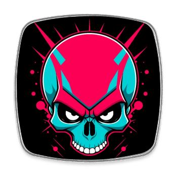 Colorful skull without lower jaw - Square fridge magnet - white - Front