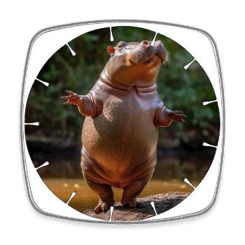 A hippopotamus dares to dance - Square fridge magnet - white - Front
