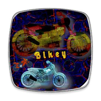 Bikey - Club WoW - Viereckiger Kühlschrankmagnet - Weiß - Vorne