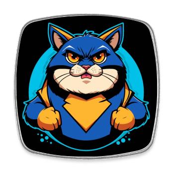 Superhero Cat - Square fridge magnet - white - Front