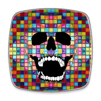 Crâne en mosaïque coloré - Magnet carré - blanc - Devant