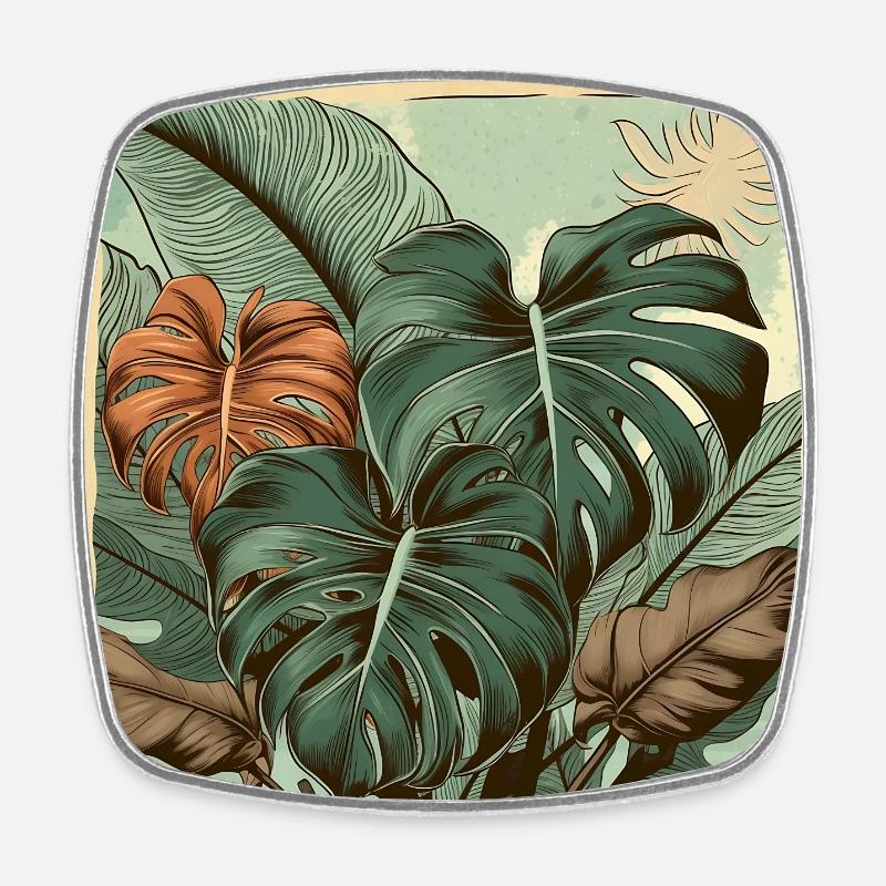 Vintage Monstera Plants - Square fridge magnet - white