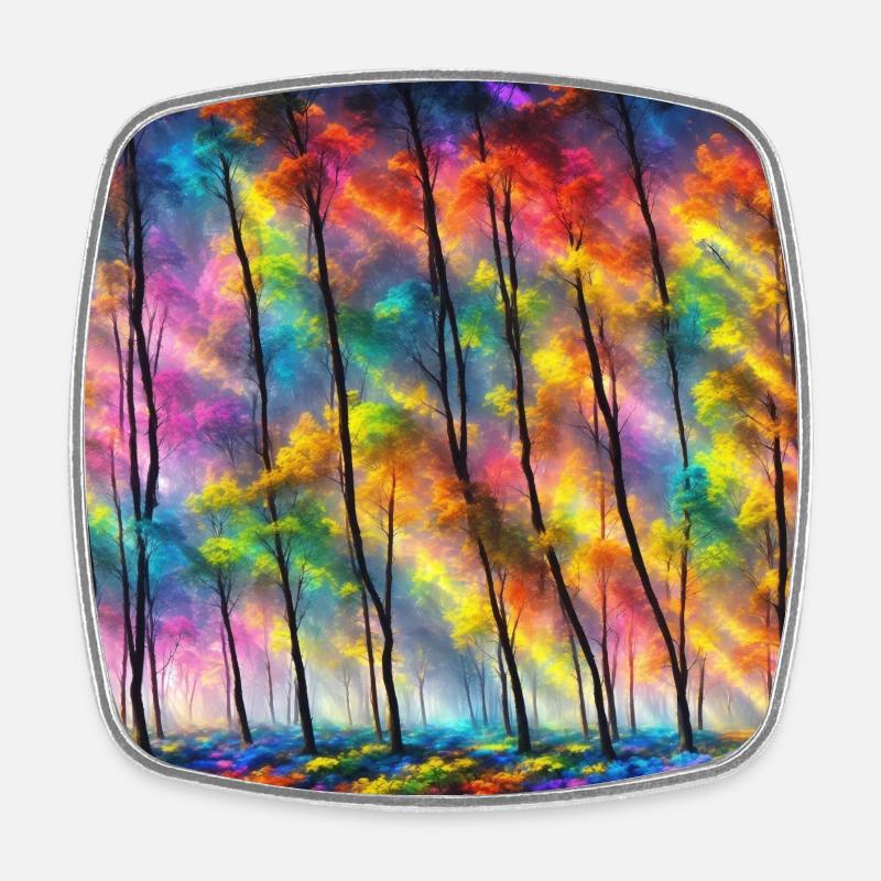 A technicolor forest - Viereckiger Kühlschrankmagnet - Weiß