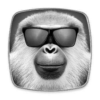 Affe mit Sonnenbrille - Viereckiger Kühlschrankmagnet - Weiß - Vorne