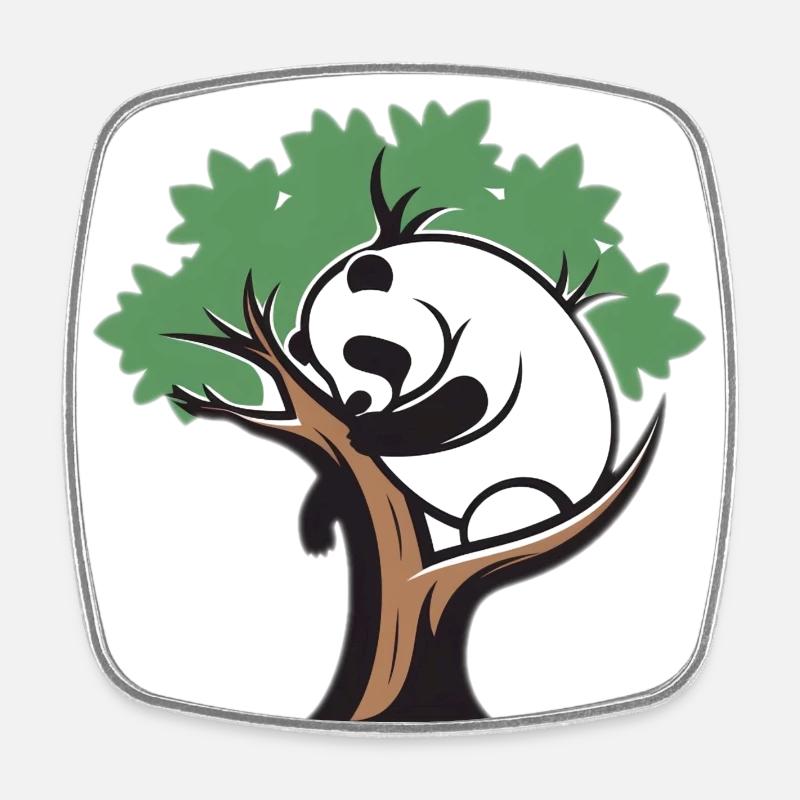 Panda dans un arbre - Magnet carré - blanc