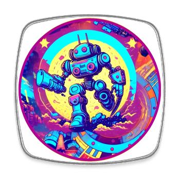 Evil Robot Series 005 - Square fridge magnet - white - Front