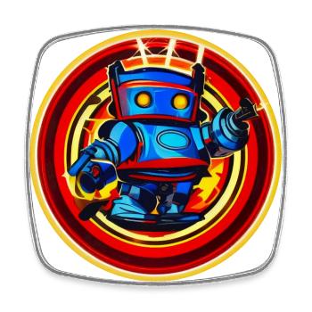 Böser Roboter Serie 006 - Viereckiger Kühlschrankmagnet - Weiß - Vorne