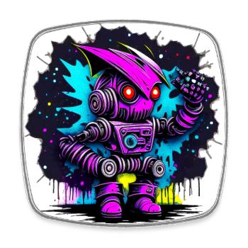Evil Robot Series 009 - Square fridge magnet - white - Front